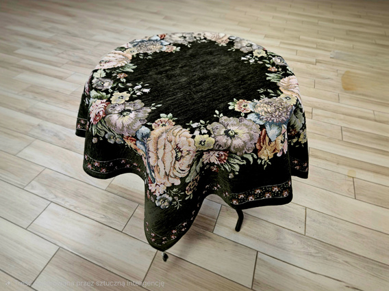 Serweta gobelinowa z szenilem zielen Kwiaty wzór  Róże z chwostami