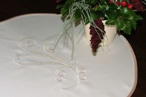 Bieżnik plamoodporny Retro haft ecru - owal