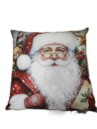 Poszewka Świąteczna welwetowa Św. Mikołaj z brodą 3D z futerka
