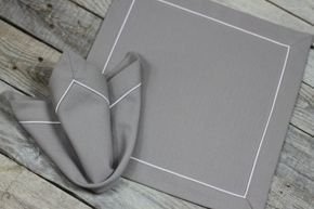 Serwetka plamoodporna Marysia szara z kontrastową wypustką