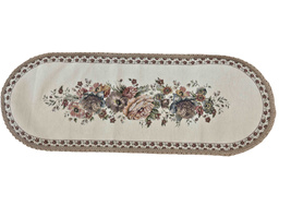 Bieżnik Gobelinowy ecru z szenilwwem Kwiaty wzór Róże