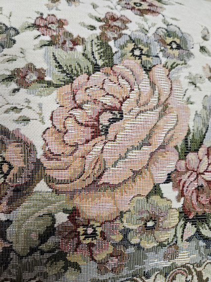 Poszewka gobelinowa ecru Kwiaty wzór Róże 45x45