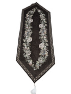 Bieżnik Gobelinowy brązowy z szenilem Kwiaty wzór Róże