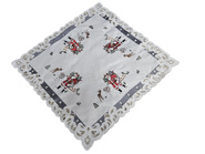 Świąteczna serweta biała haftowana Mikołaj 85x85