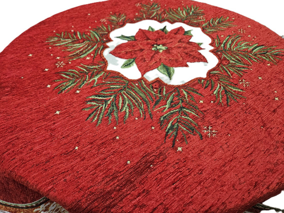 Serweta gobelinowa z szenilem czerwona świąteczna
