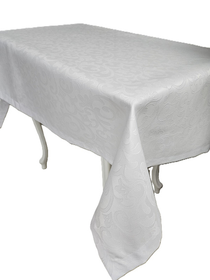 Obrus plamoodporny żakardowy biały- prostokąt