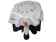 Świąteczna  biała serweta haftowana Świece 85x85