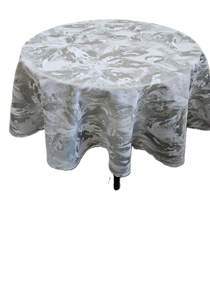 Gruby dwustronny obrus żakardowy koło szaroniebieski