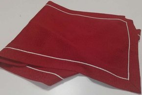 Bieżnik plamoodporny czerwony Londyn z białą wypustką