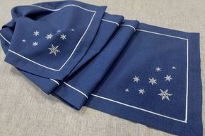 Bieżnik Świąteczny granatowy  Srebrne Gwiazdki