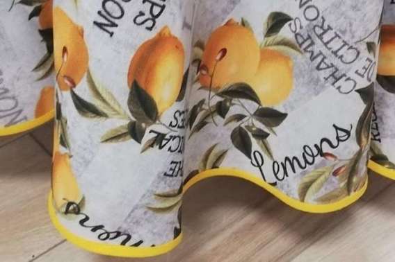 Obrus okrągły w print roślinny Cytrynki  Lemons - koło